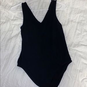Black v neck bodysuit
